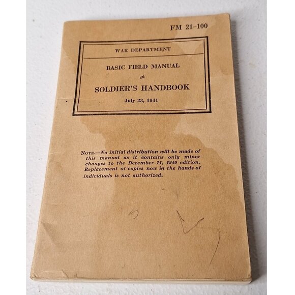 Other - WW2 War Department Basic Field Manual Soldiers Handbook 1941 Original C